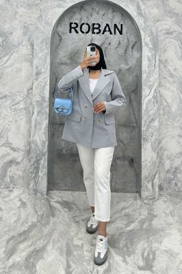 مانتو کتی چهار دکمه لینن ربکا