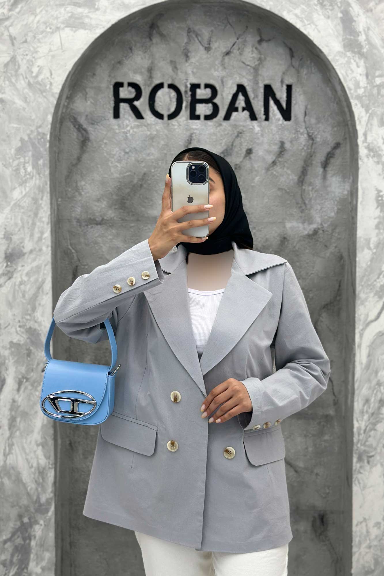 مانتو کتی چهار دکمه لینن ربکا