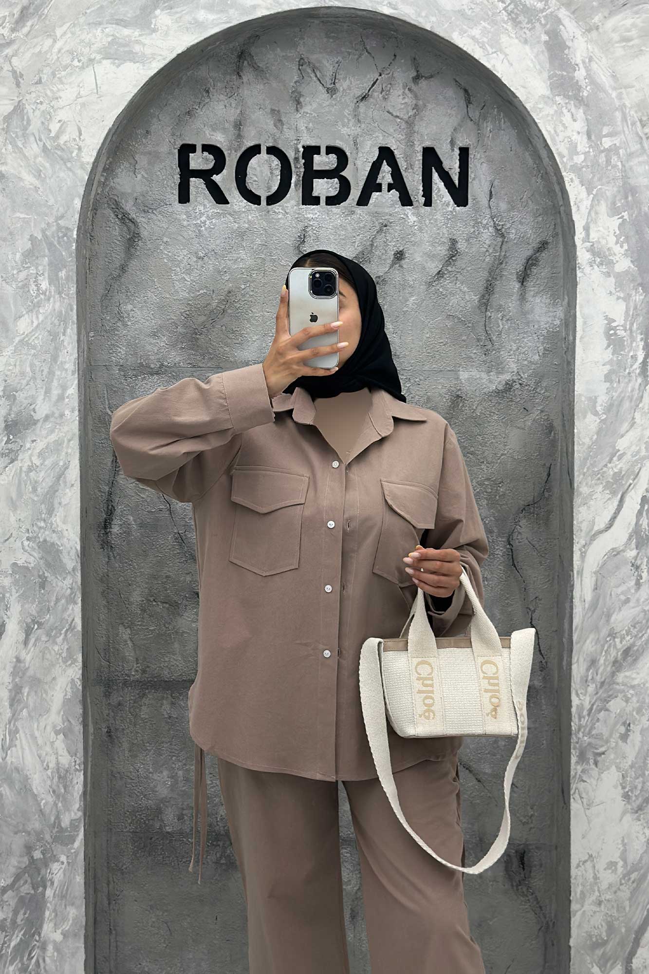 ست شومیز و شلوار لینن دو جیب پاکتی بغل بنددار