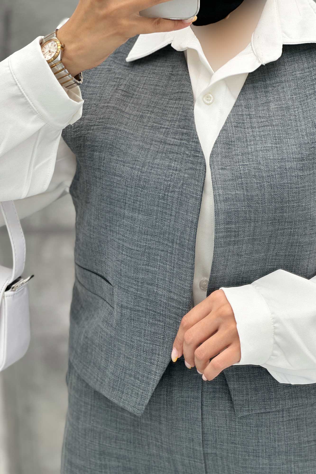 ست جلیقه و شلوار شانتون جیب فیلتو