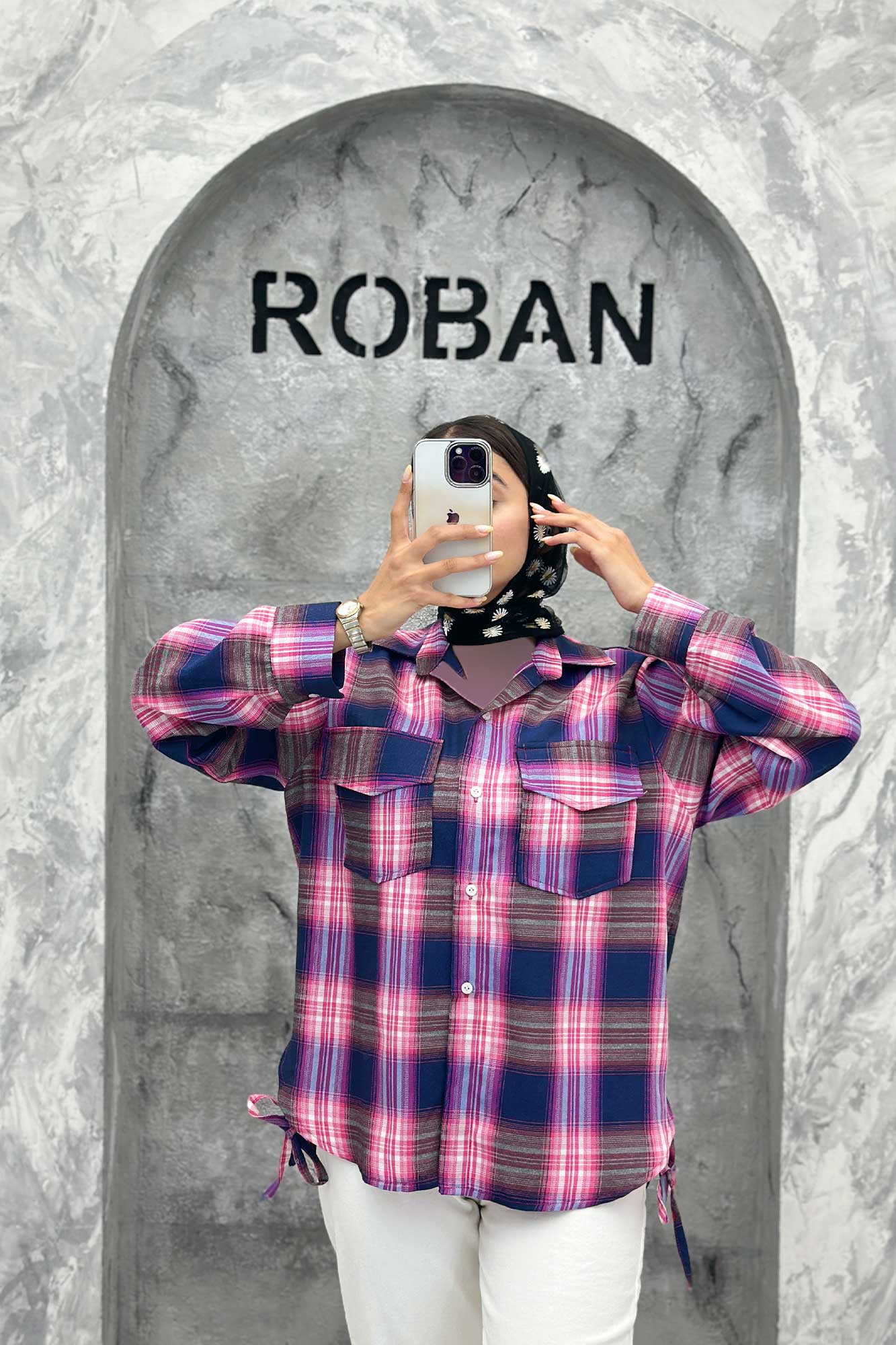 شومیز چهارخانه بغل بند دار