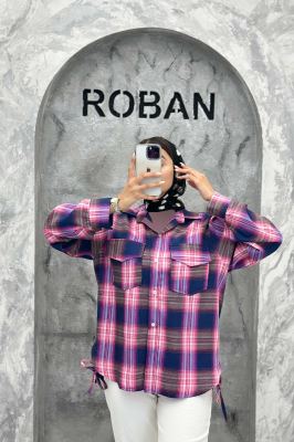 شومیز چهارخانه بغل بند دار