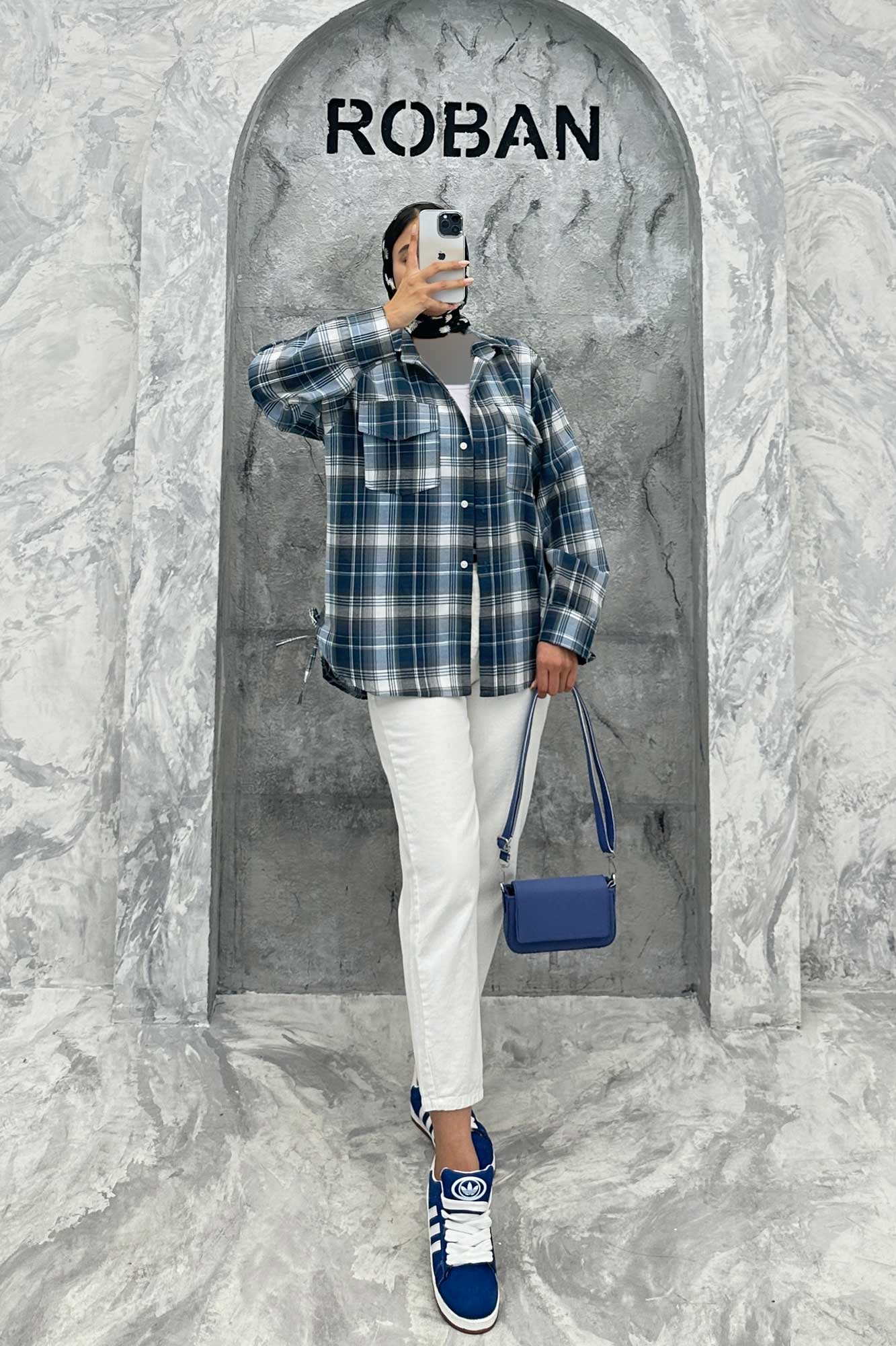 شومیز چهارخانه بغل بند دار