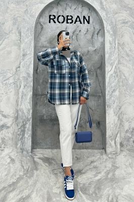 شومیز چهارخانه بغل بند دار