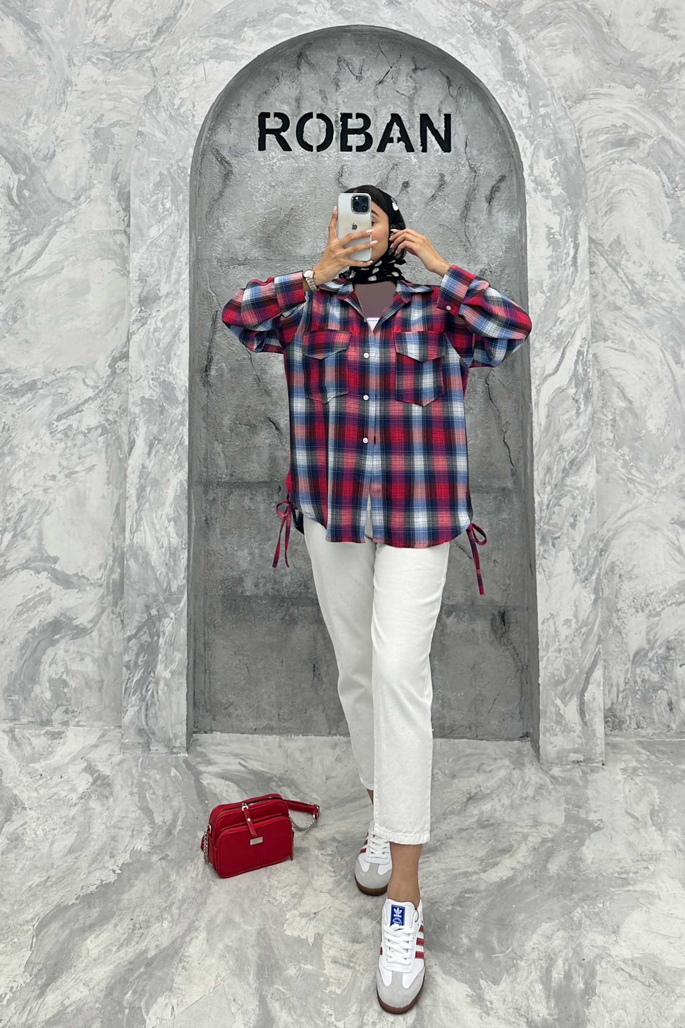 شومیز چهارخانه بغل بند دار