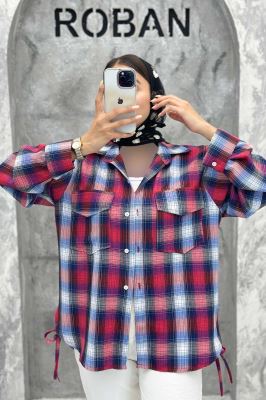 شومیز چهارخانه بغل بند دار