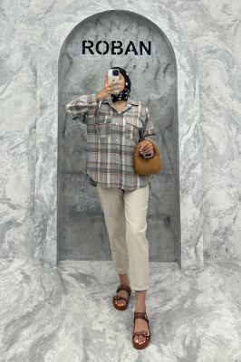 شومیز چهارخانه بغل بند دار