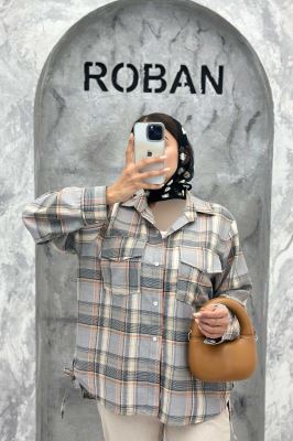 شومیز چهارخانه بغل بند دار