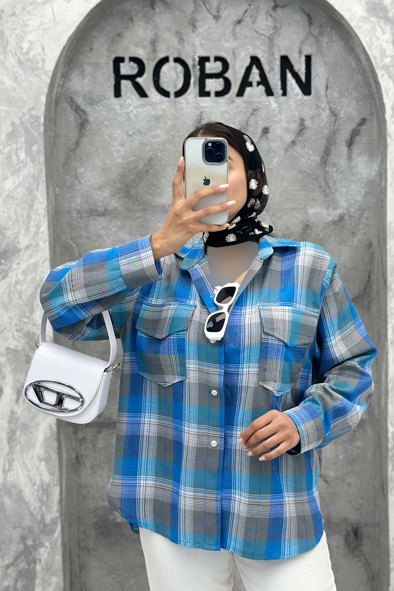 شومیز چهارخانه بغل بند دار