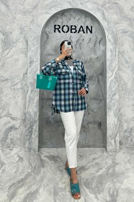 شومیز چهارخانه بغل بند دار