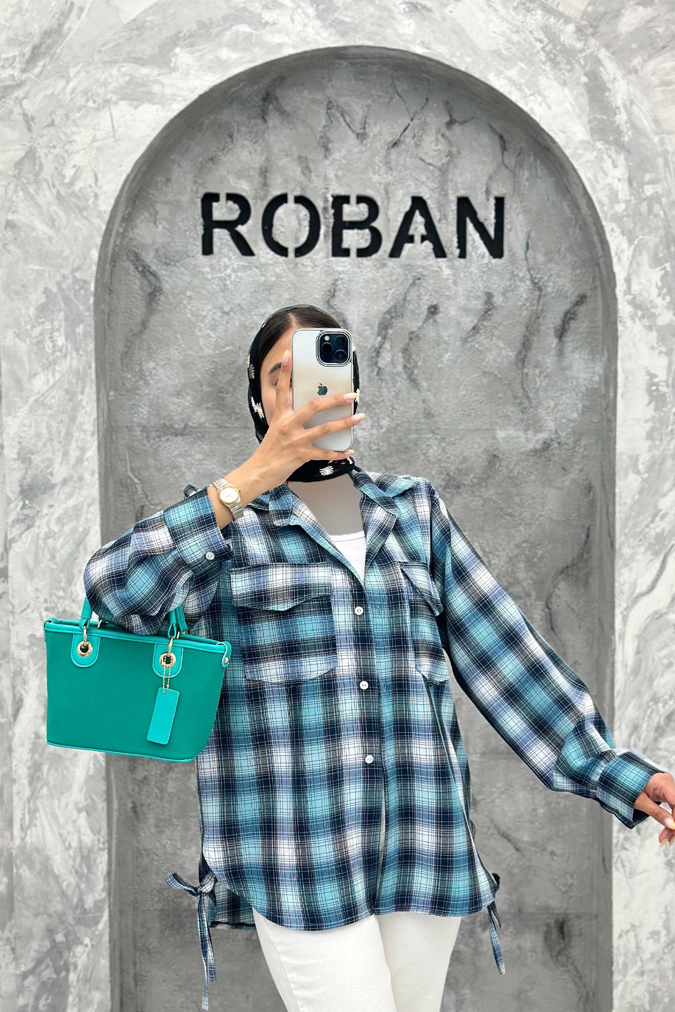 شومیز چهارخانه بغل بند دار