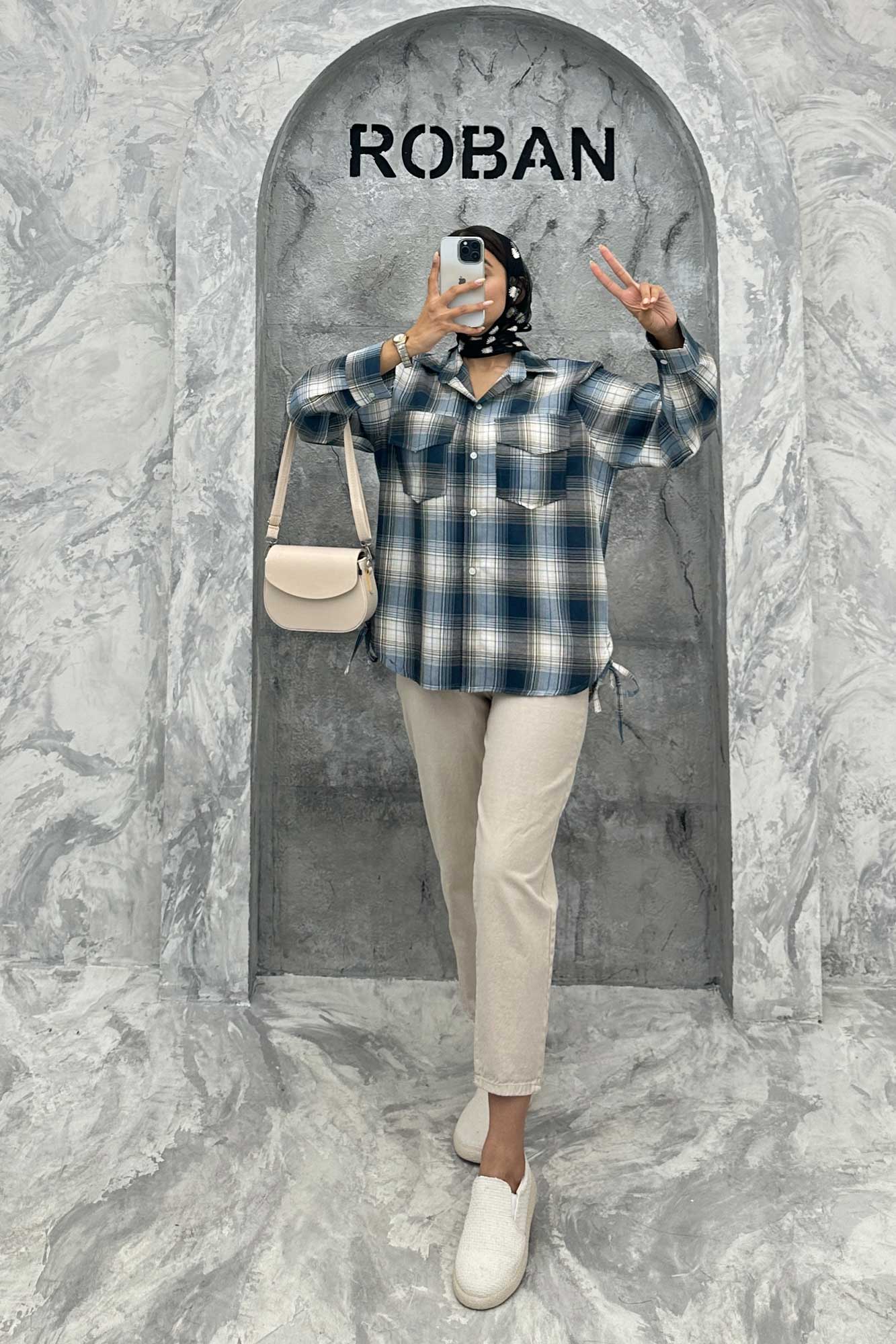 شومیز چهارخانه بغل بند دار