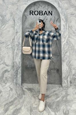 شومیز چهارخانه بغل بند دار