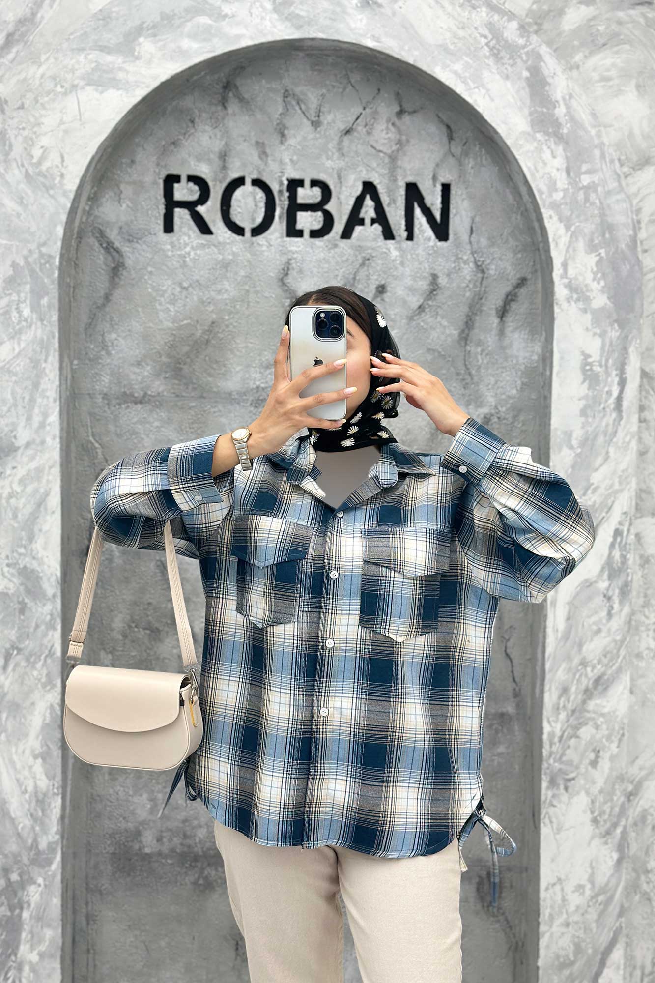 شومیز چهارخانه بغل بند دار