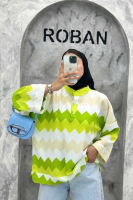 مانتو یقه سه سانت آستین بلند کراش جناقی