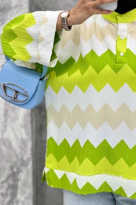 مانتو یقه سه سانت آستین بلند کراش جناقی