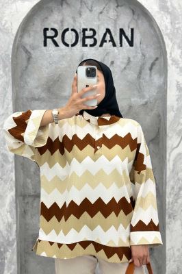 مانتو یقه سه سانت آستین بلند کراش جناقی