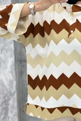 مانتو یقه سه سانت آستین بلند کراش جناقی