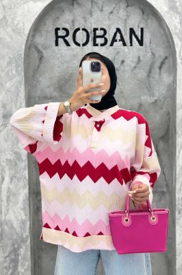 مانتو یقه سه سانت آستین بلند کراش جناقی