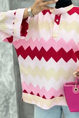 مانتو یقه سه سانت آستین بلند کراش جناقی