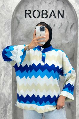 مانتو یقه سه سانت آستین بلند کراش جناقی