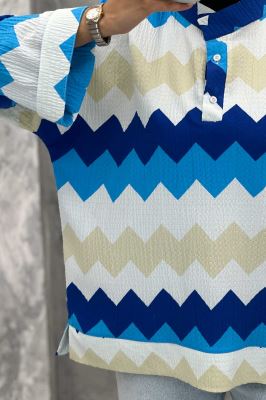 مانتو یقه سه سانت آستین بلند کراش جناقی