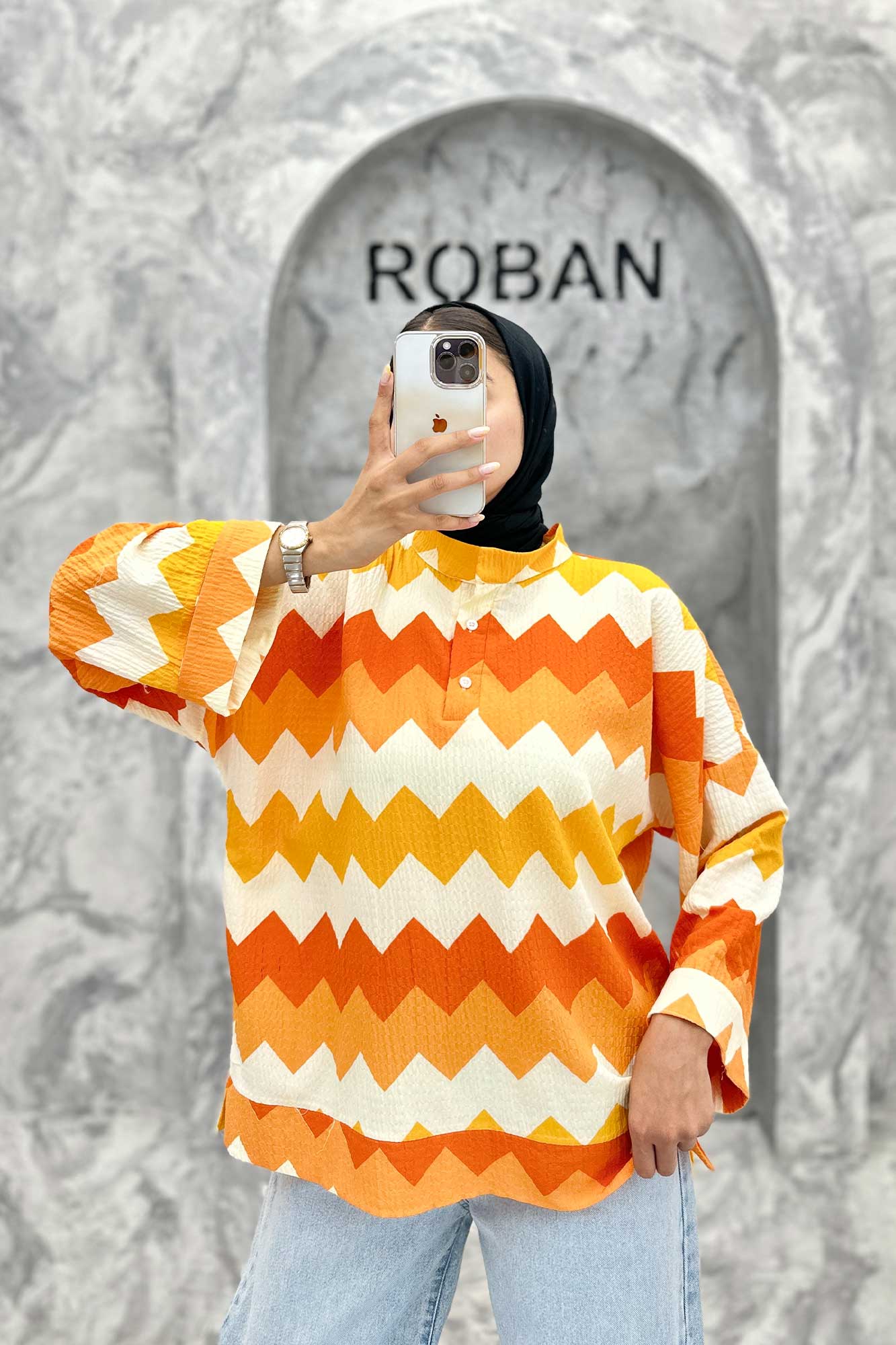 مانتو یقه سه سانت آستین بلند کراش جناقی