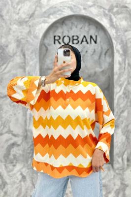 مانتو یقه سه سانت آستین بلند کراش جناقی