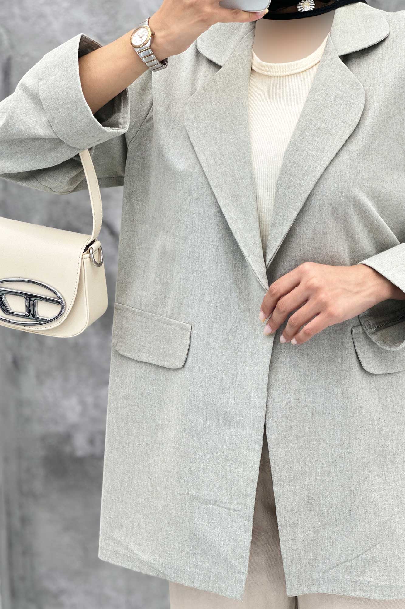 مانتو یقه ب ب لینن نچرال