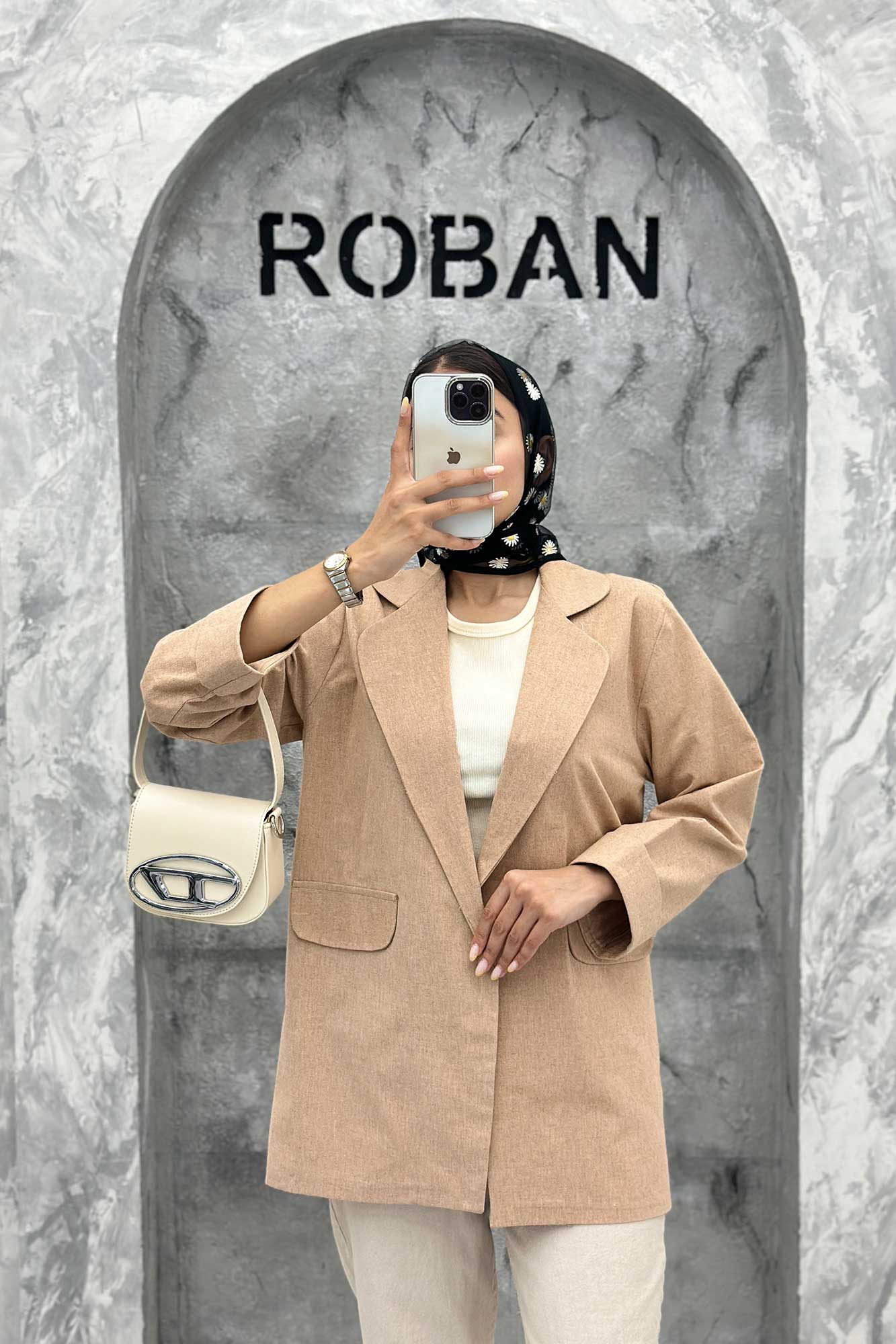 مانتو یقه ب ب لینن نچرال