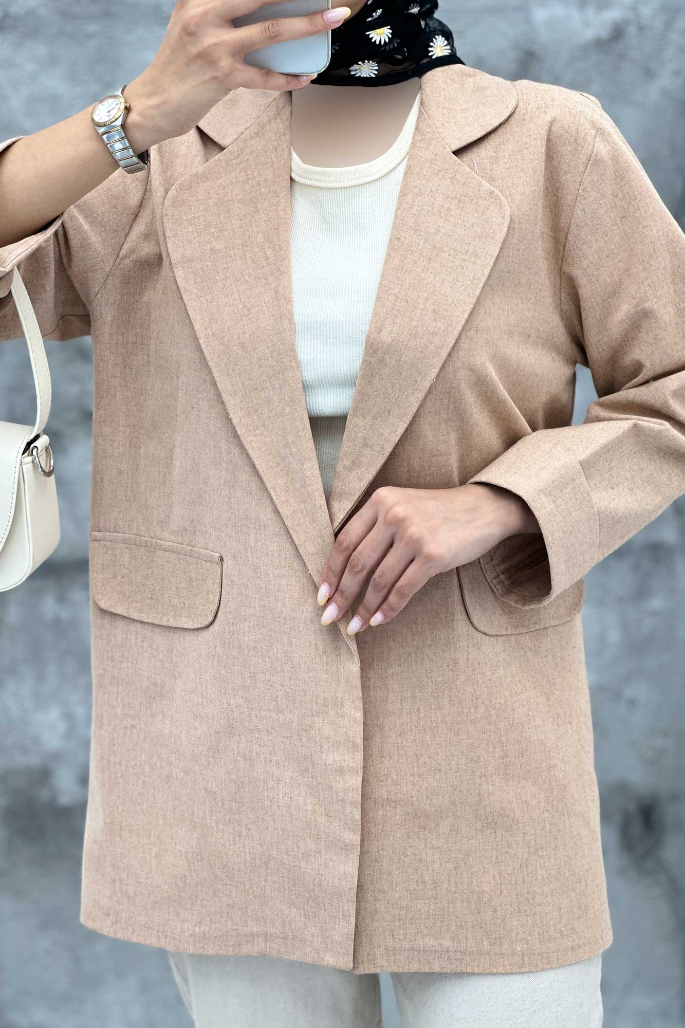 مانتو یقه ب ب لینن نچرال