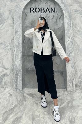 کت کراپ جیب فیلتو لینن