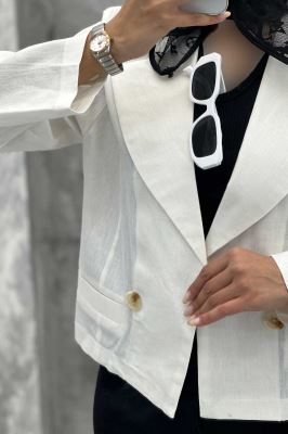 کت کراپ جیب فیلتو لینن