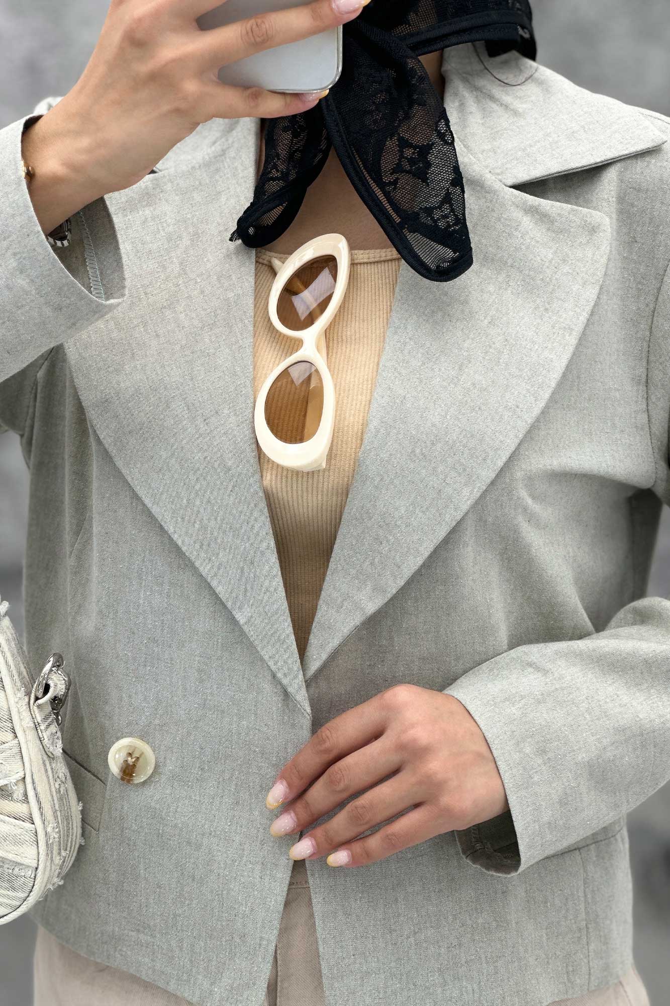 کت کراپ جیب فیلتو لینن