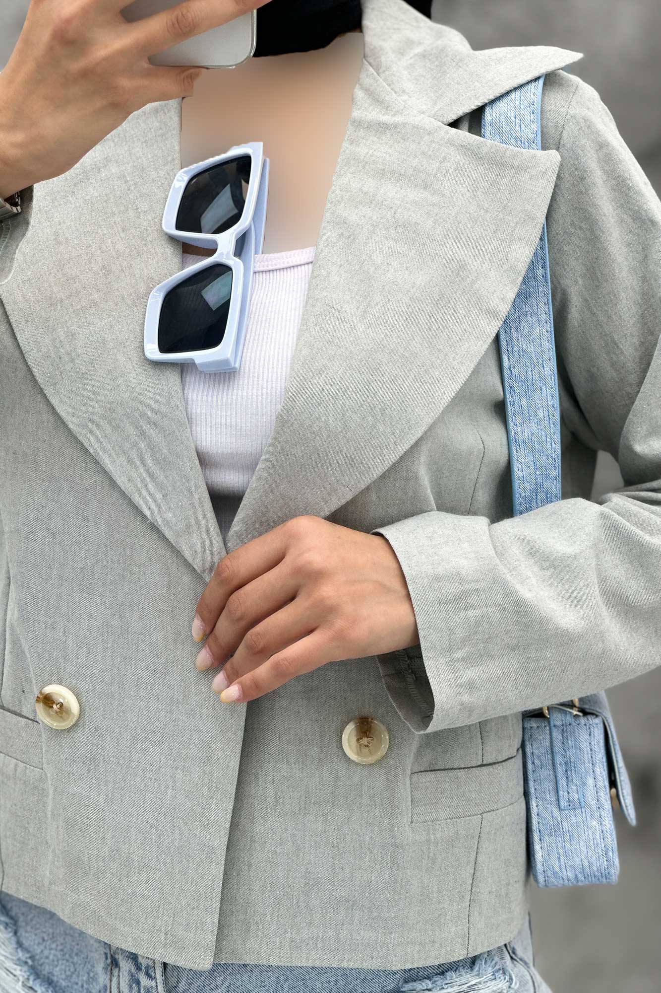 کت کراپ جیب فیلتو لینن