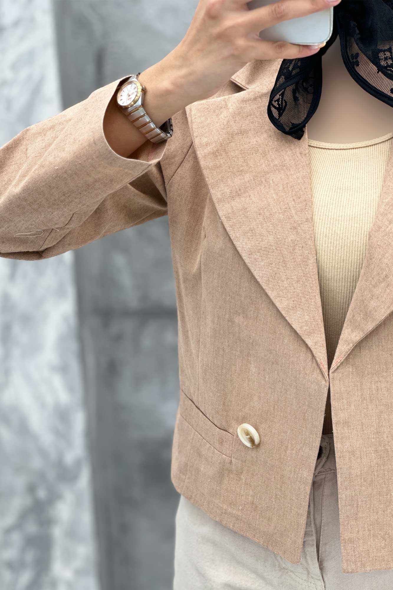 کت کراپ جیب فیلتو لینن