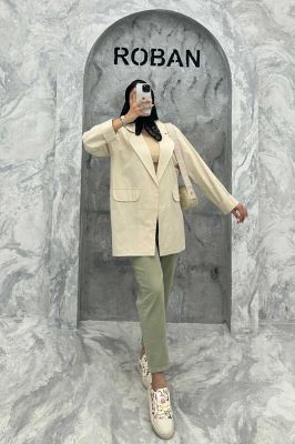 مانتو یقه ب ب لینن کتان