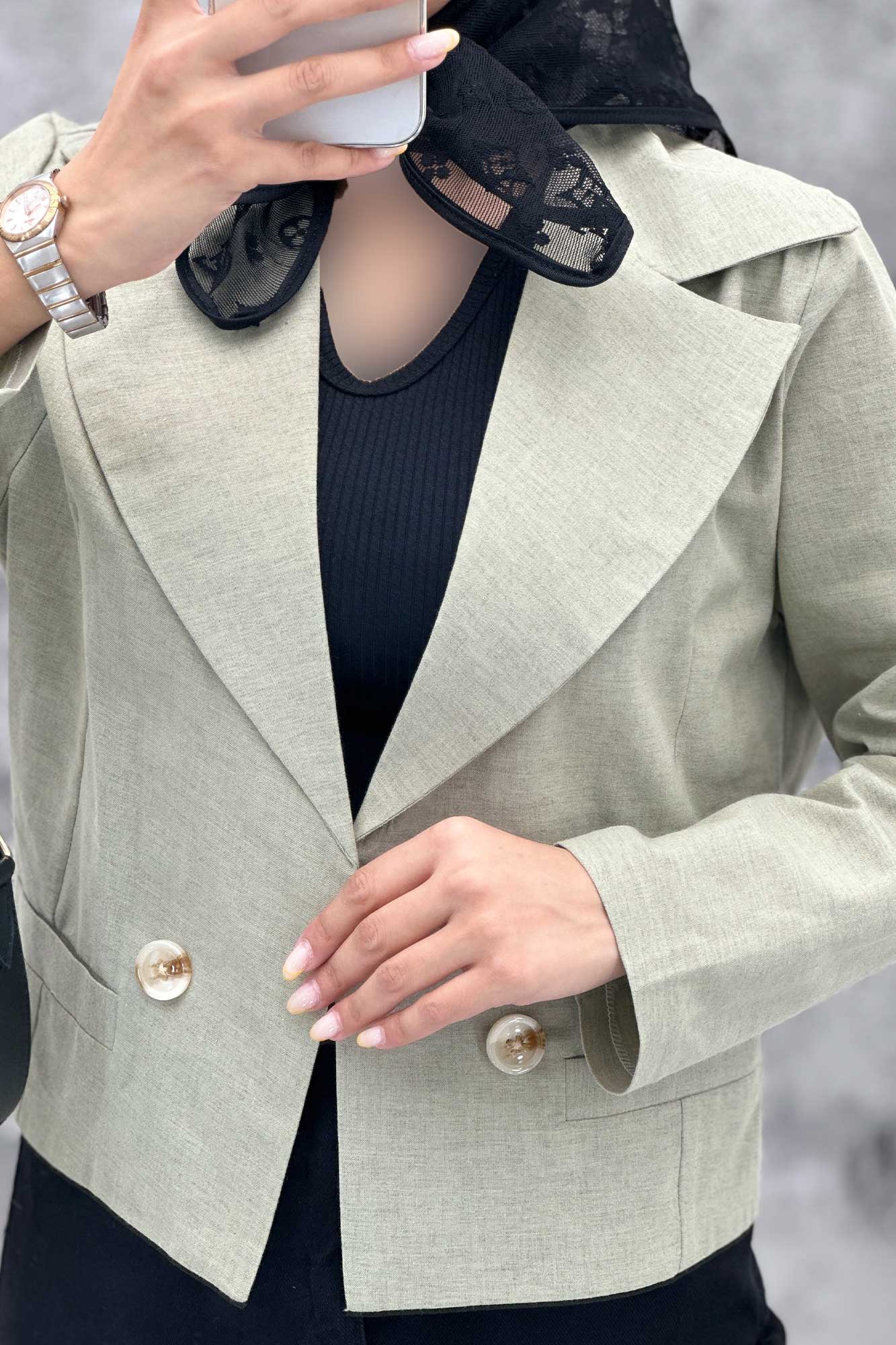 کت کراپ جیب فیلتو لینن