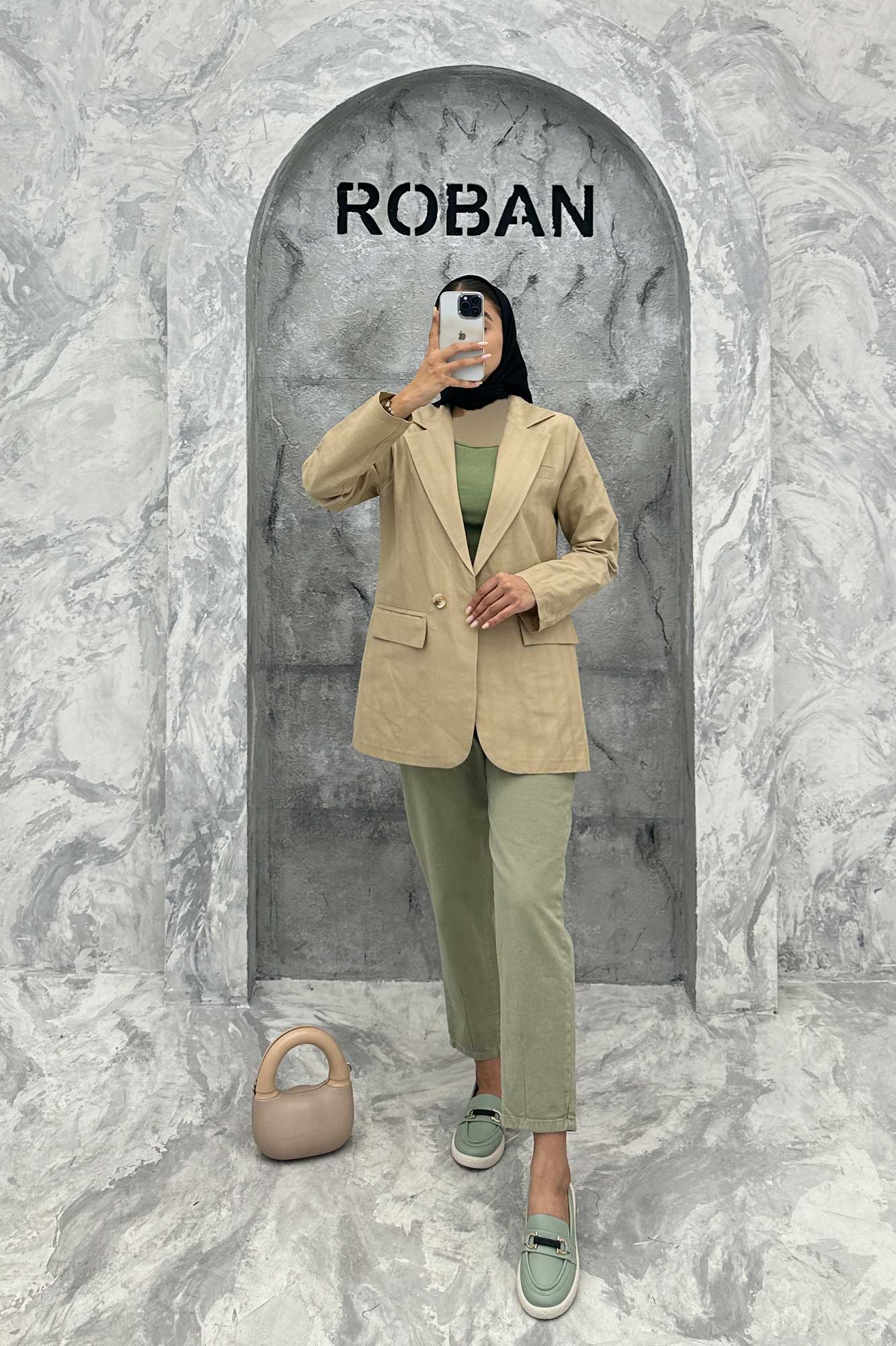 مانتو کتی دو دکمه لینن ژاکارد