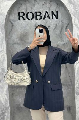 مانتو کتی دو دکمه لینن ژاکارد