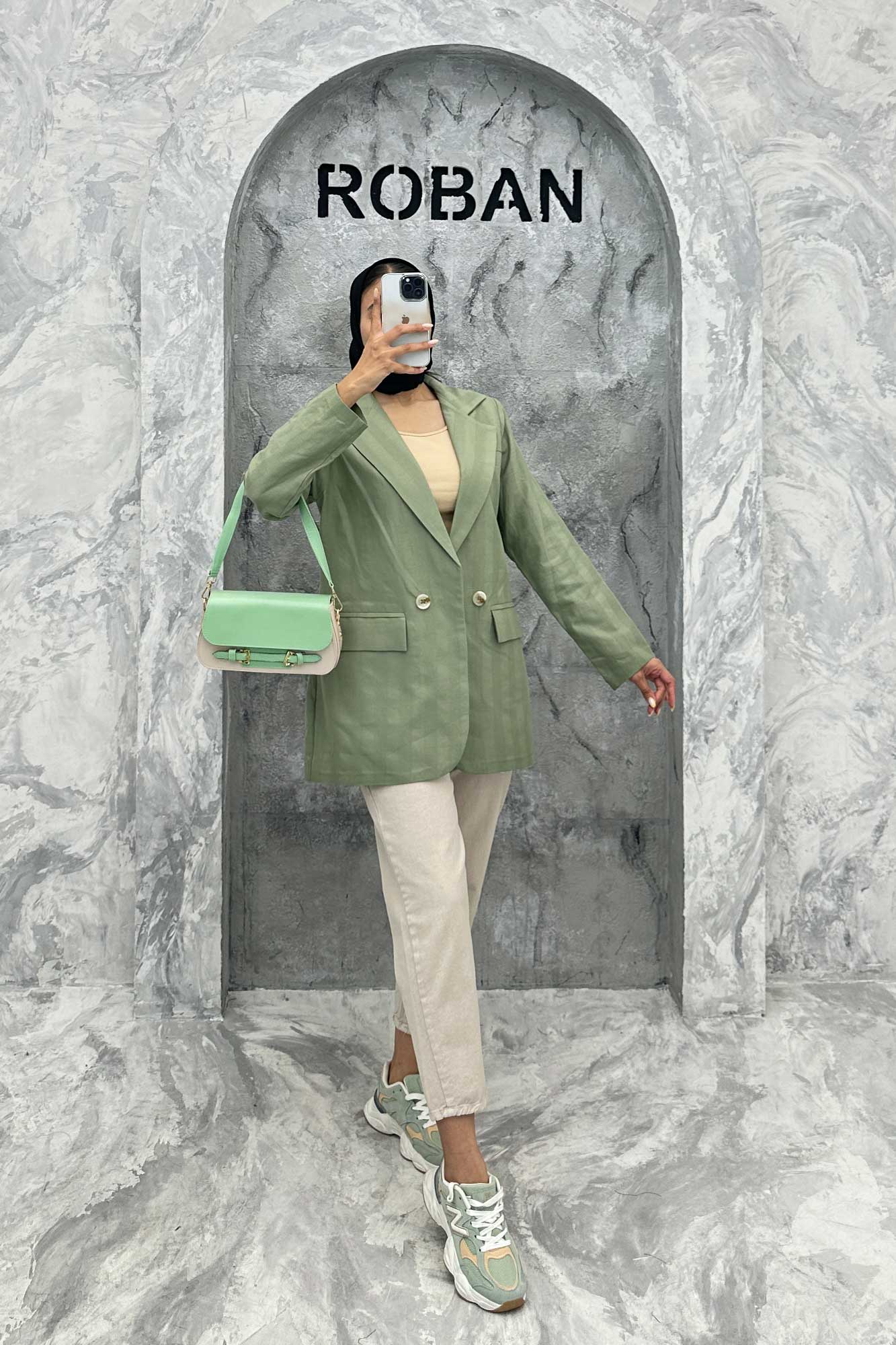 مانتو کتی دو دکمه لینن ژاکارد