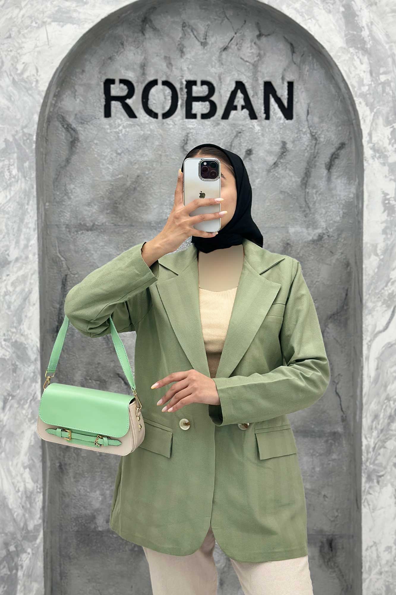 مانتو کتی دو دکمه لینن ژاکارد