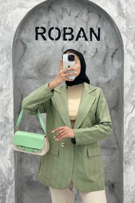 مانتو کتی دو دکمه لینن ژاکارد