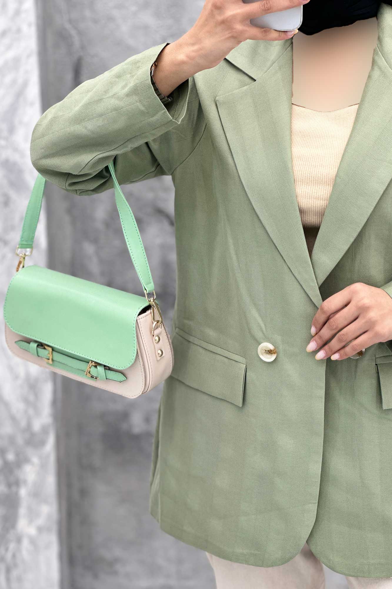 مانتو کتی دو دکمه لینن ژاکارد