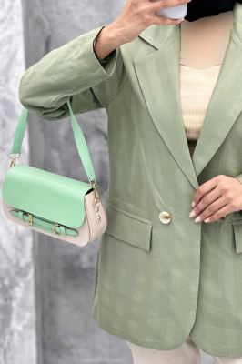 مانتو کتی دو دکمه لینن ژاکارد