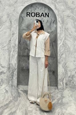 ست ژیله و شلوار تک جیب لینن کاترین