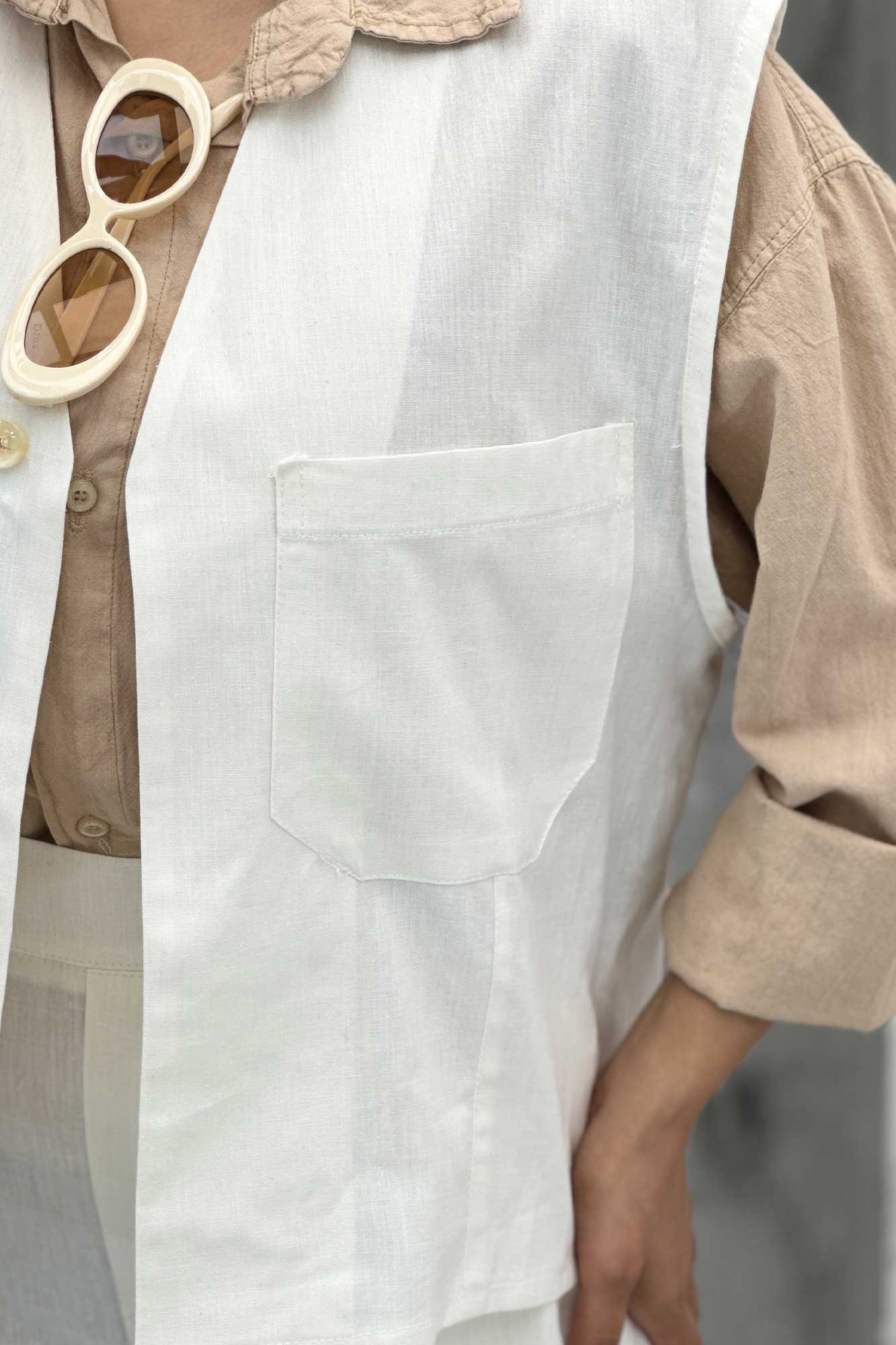 ست ژیله و شلوار تک جیب لینن کاترین