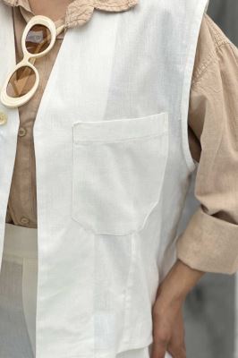 ست ژیله و شلوار تک جیب لینن کاترین