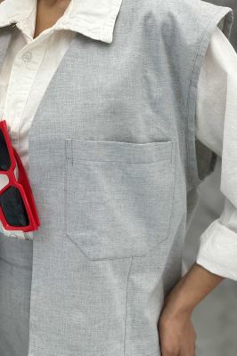 ست ژیله و شلوار تک جیب لینن کاترین