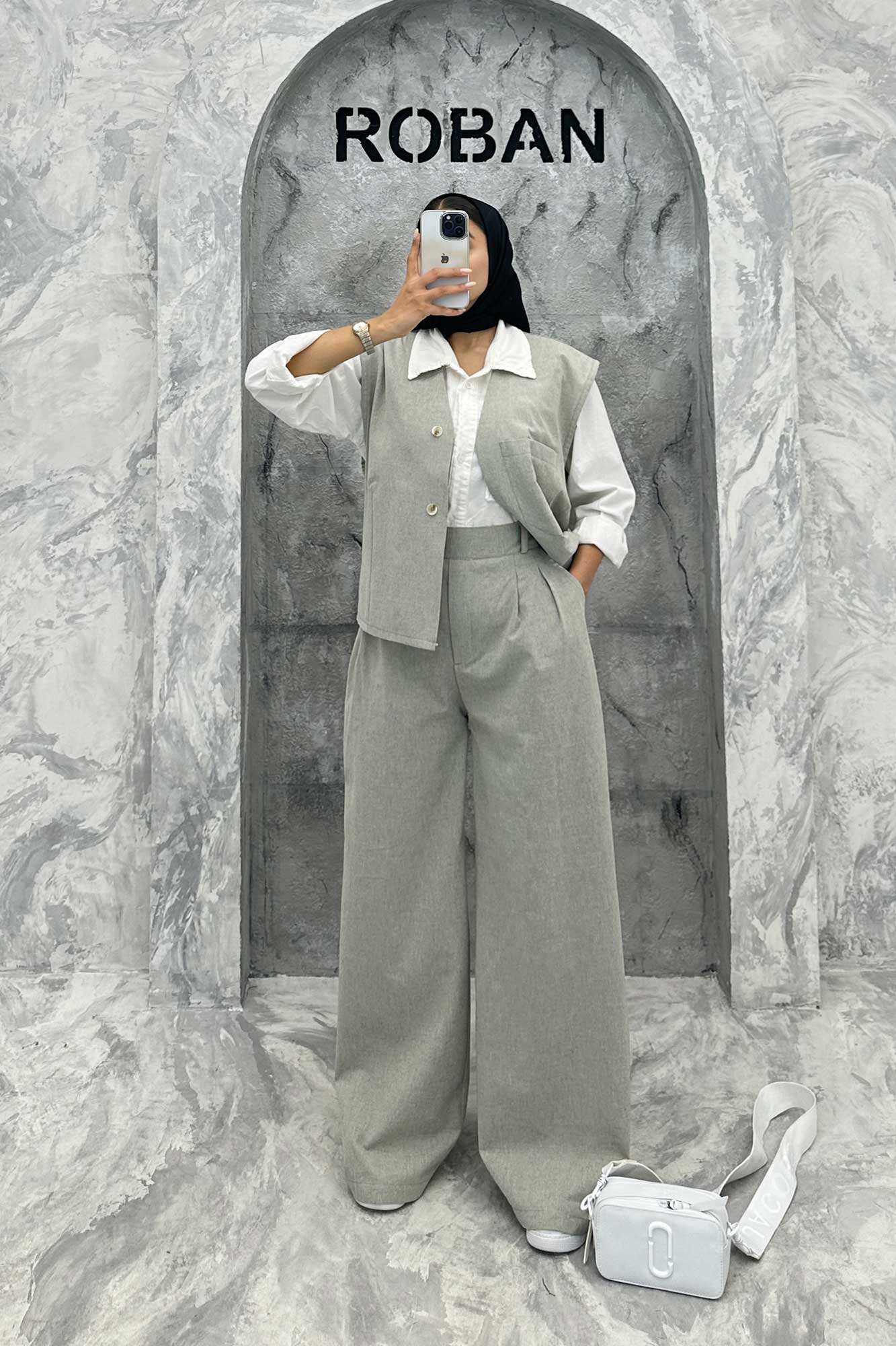 ست ژیله و شلوار تک جیب لینن کاترین